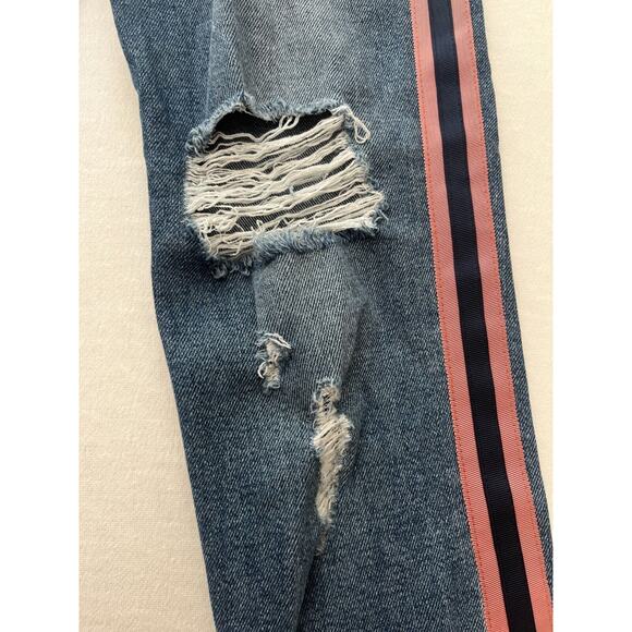 McGuire Distressed Stripe Down The Side Legs Crop Jeans Size 28 - Picture 5 of 16